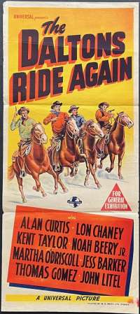 The Daltons Ride Again 1945 Alan Curtis Lon Chaney Jr. Daybill movie poster