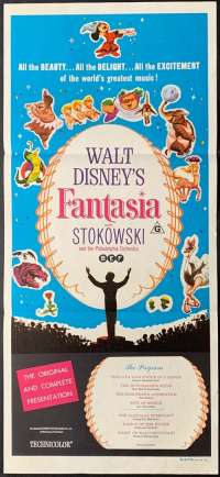Fantasia Poster Original Daybill 1970's Re-Issue Disney Mickey Mouse