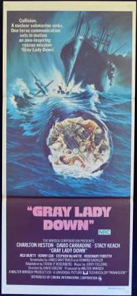 Gray Lady Down Movie Poster Daybill Charlton Heston Submarine Rescue