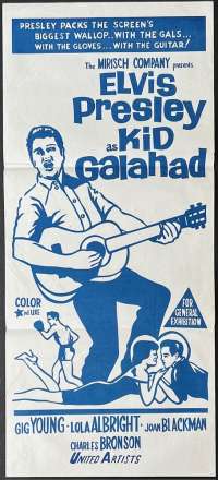 Kid Galahad Poster Daybill Original Re-Issue Elvis Presley Duo Tone Art