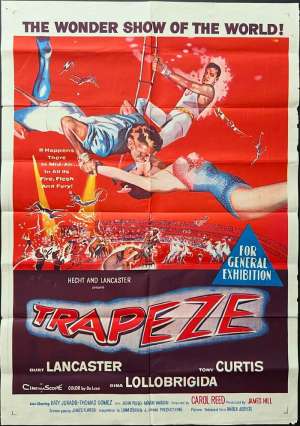 Trapeze Poster One Sheet Original 1957 Circus Art Burt Lancaster