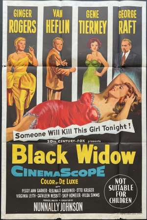 Black Widow Poster One Sheet Original 1954 Ginger Rogers Sexy Art