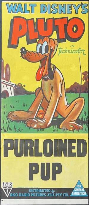 Pluto Poster Daybill Ultra Rare Original 1940s Stone Litho Walt Disney