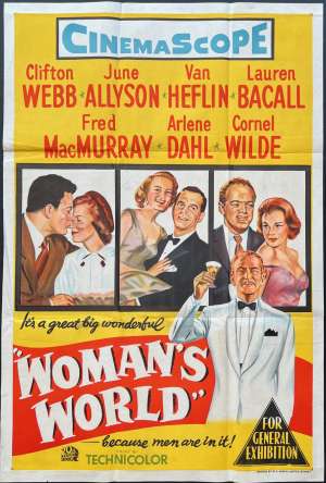 Woman&#039;s World Poster Rare One Sheet Original 1954 Clifton Webb