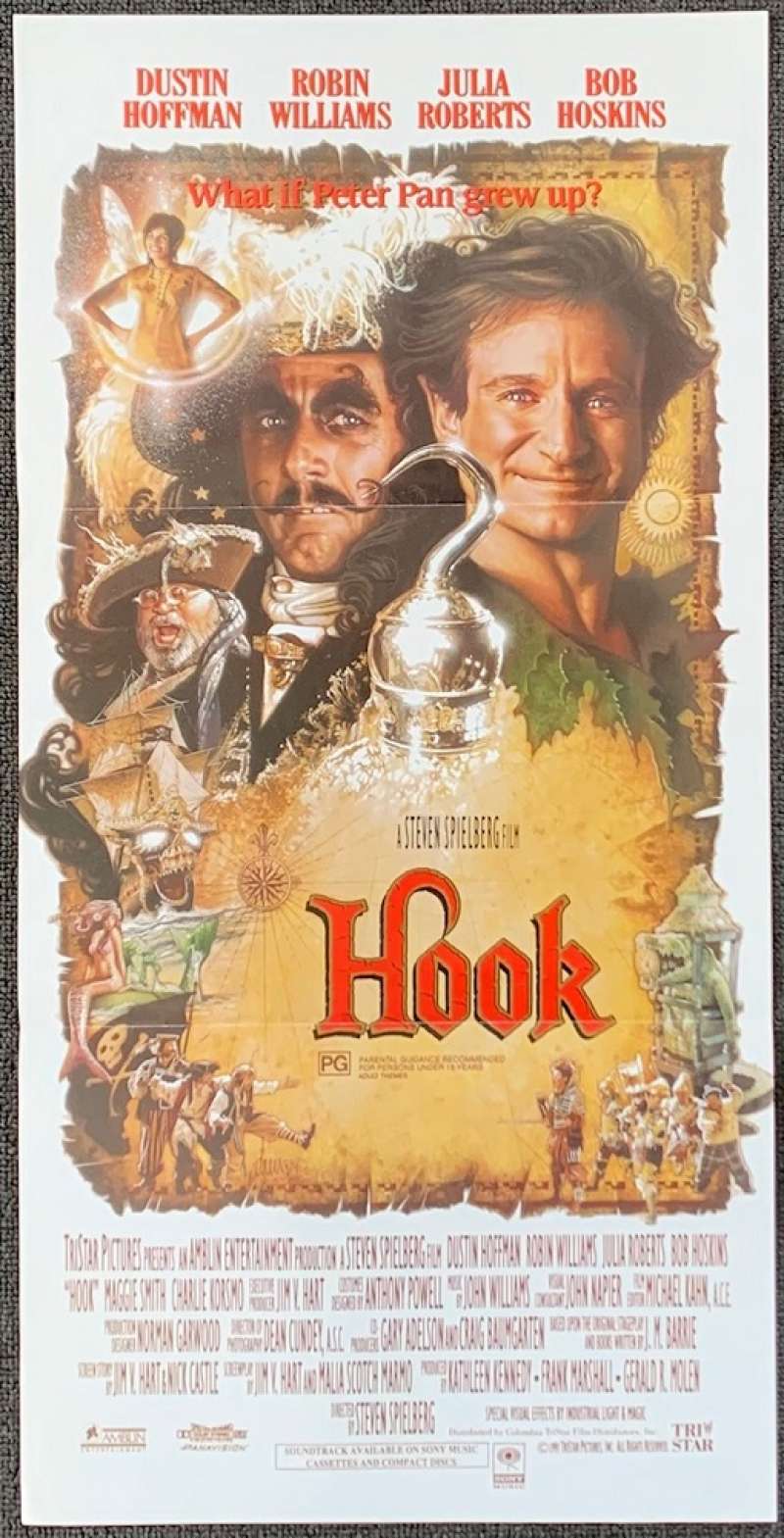 Hook movie poster : 12 x 16 inches - Peter Pan poster, Robin Williams  poster 