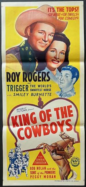 King Of The Cowboys Poster Daybill Original 1943 Roy Rogers Western