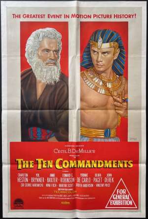 The Ten Commandments Poster One Sheet Original FIRST RELEASE Rare