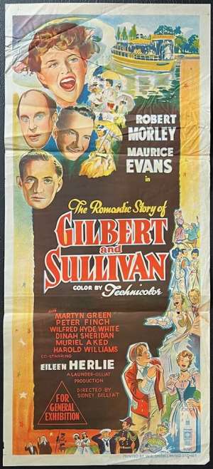 Gilbert And Sullivan Poster Daybill Rare Original 1953 Robert Morley