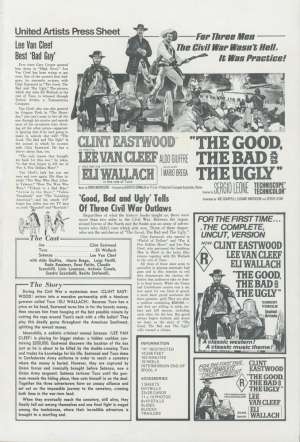 The Good The Bad And The Ugly Press Sheet Original 1970s Re-Release