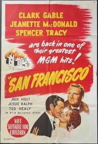 San Francisco Poster One Sheet Original 1950s Re-Issue Clark Gable