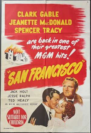 San Francisco Poster One Sheet Original 1950s Re-Issue Clark Gable