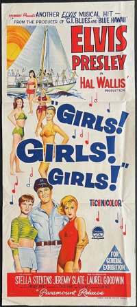 Girls Girls Girls Poster Daybill Original 1962 RARE Elvis Presley