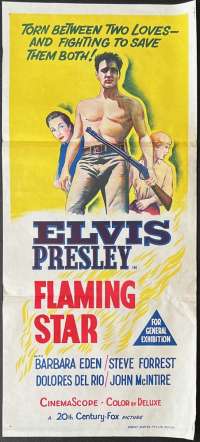 Flaming Star Poster Daybill Original 1960 Elvis Presley Barbara Eden