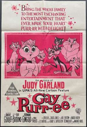 Gay Purr-ee Poster Rare One Sheet Original Judy Garland Robert Goulet