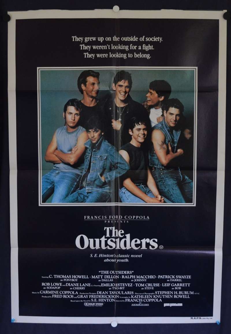 All About Movies The Outsiders Movie Poster Original One Sheet Tom Cruise Patrick Swayze Matt