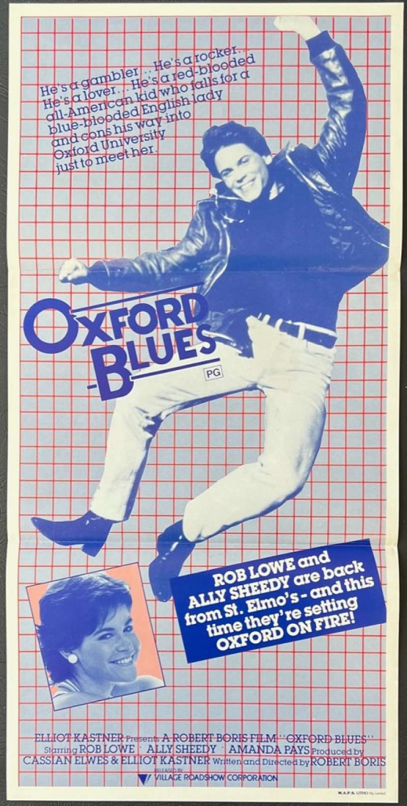 All About Movies - Oxford Blues Poster Daybill Original 1984 Rob Lowe ...